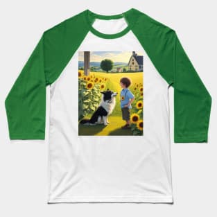 child hanging out with a dog. Baseball T-Shirt